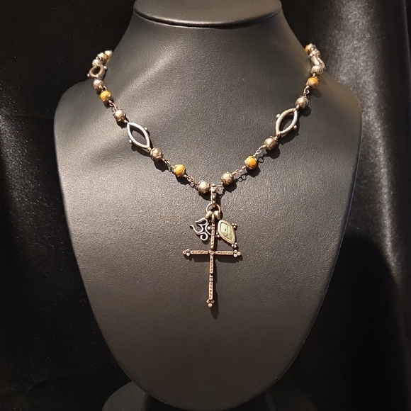 Lucky Brand Jewelry - Lucky Brand Bohemian Cross Charm Beaded Necklace